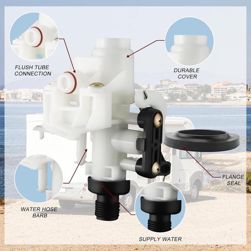 Vypart 31705 31688 31687 31653 RV Toilet Water Valve kit- Freeze Resistance & Leakage-Resistant RV Toilet Parts for Thetford Aqua-Magic V High and Low by - Image 3